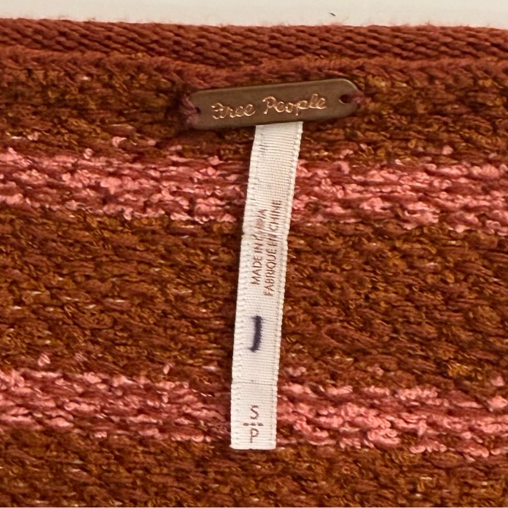 Free People Women's Sweater Bardot Terry Cotton
Blend Striped Orange Pink Small - Picture 13 of 15